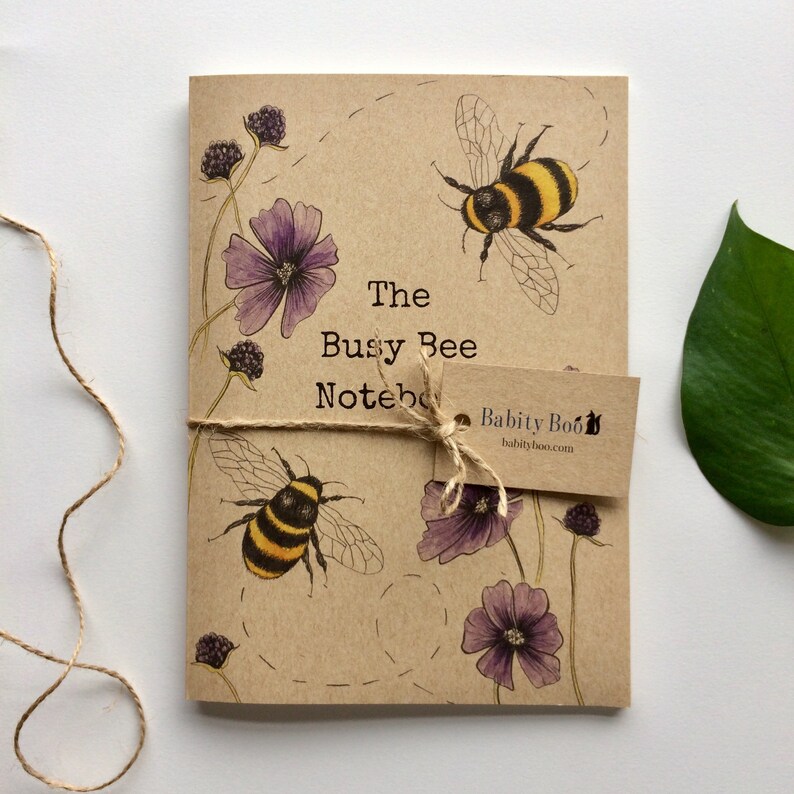 The Busy Bee Notebook Eco Jotter Journal Sketch book A5 Pad Stationary Recycled Bees Save the Bees Bumble Bee Notepad image 4