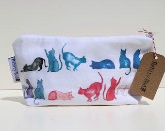 Cat Cosmetic Bag, wash bag, gift for her, purse, toilet bag, toiletry bag, pencil case, gift for a cat lover, stocking filler.