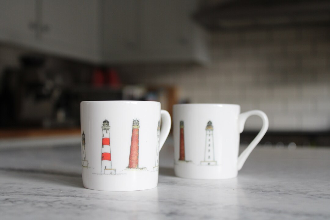 Conjunto de regalos Lighthouse Espresso Mug , diseño de faros escoceses