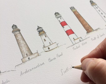 Lighthouse Print, 'Scottish Lighthouses' Fine Art Glicee Print by Corinne Maclaine