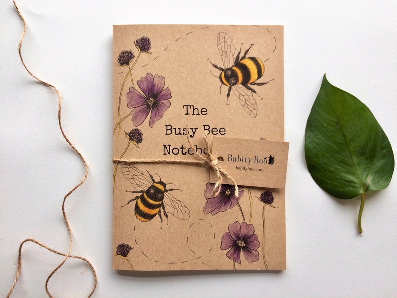 The Busy Bee Notebook Eco Jotter Journal Sketch book A5 Pad Stationary Recycled Bees Save the Bees Bumble Bee Notepad image 2