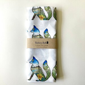 Mountain Fox Tea Towel | Cotton Tea Towel | stocking filler | fox cub | rustic kitchen | country kitchen