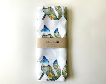 Mountain Fox Tea Towel | Cotton Tea Towel | stocking filler | fox cub | rustic kitchen | country kitchen