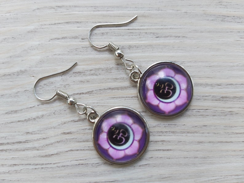 Amethyst Om Lotus Earrings