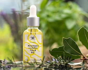 Olio biologico per capelli e barba alle erbe / trattamento naturale con olio per capelli / cura dei capelli a zero sprechi per capelli lunghi e spessi / olio di argan e olio di rosmarino per capelli lisci