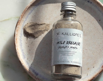 Wild Oregano Clay Mask, Herbal Cleanser, Exfoliating Acne Treatment, Zero Waste Skincare