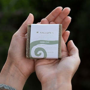 Organic Greek Olive Oil Soap Bar Green Clay Cold Process Soap Face Body Soap Zero Waste Fragrance Free