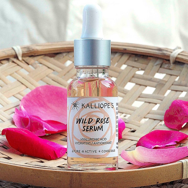 Organic Rose  Face & Eye Serum | Hyaluronic acid LMW HMW Hydration + Antioxidants Skin Food | Zero Waste Herbal Moisturizer