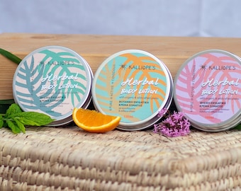 Crema corporal de hierbas orgánicas / Loción natural con aceites esenciales / Vegana