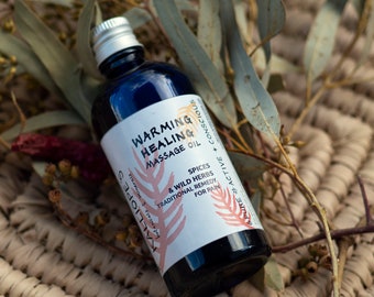 Aceite de masaje herbal con efecto calor / Remedio orgánico para aliviar el dolor / Fórmula potente