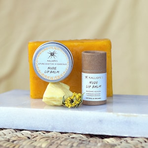 Bálsamo labial orgánico en barra y frasco, cero residuos, labios agrietados, mantequilla labial reparadora totalmente natural, sostenible, a base de hierbas, vegano o de cera de abejas