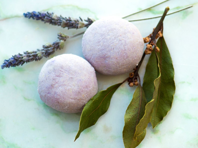 Lavender Shampoo Bar, Organic Herbal Vegan Solid Shampoo for Normal & Dry Hair Zero Waste Plastic Free SLS Free image 1