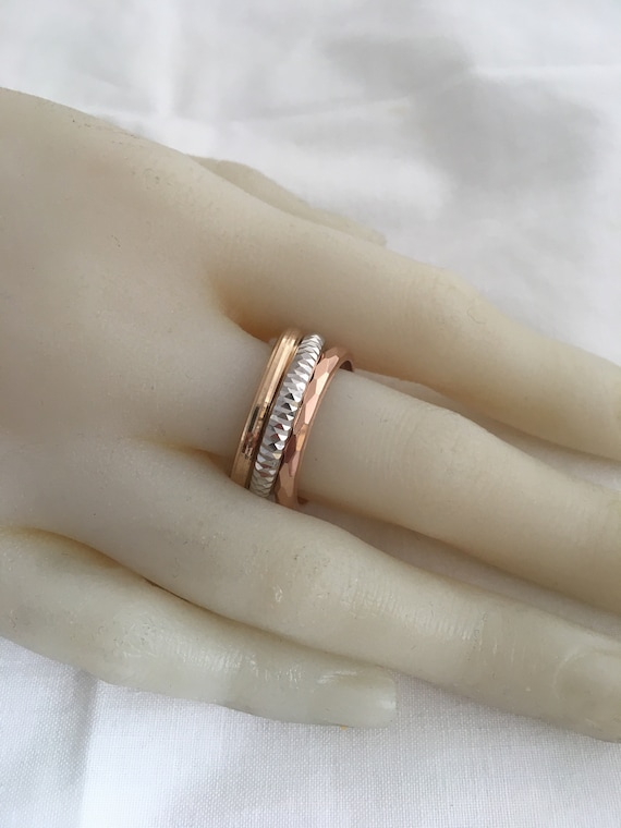 Three Stackable Rings 925 Sterling Silver 2 With … - image 1