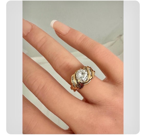 14K Solid Gold Brilliant Cut Simulated Diamond 38… - image 6