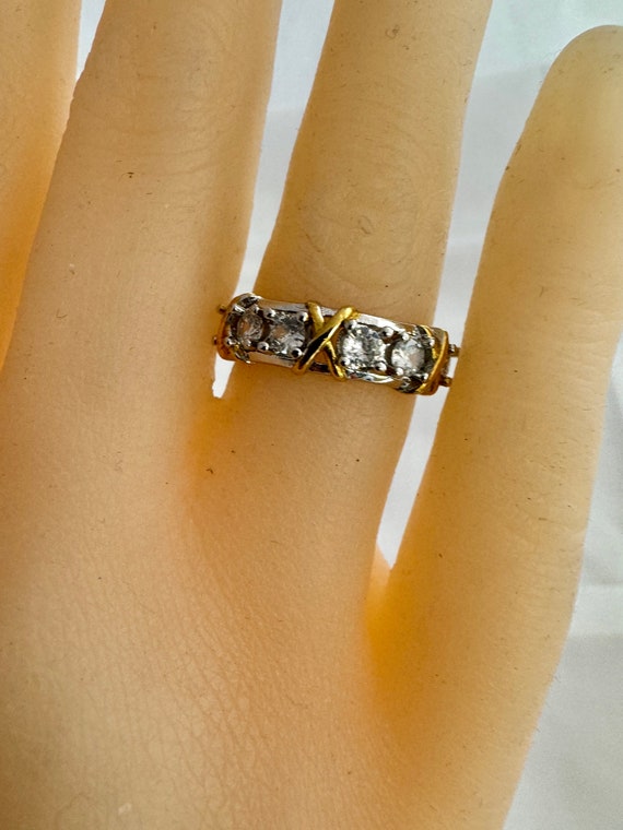 Solid Platinum 950 Simulated Diamonds Yellow Gold… - image 1