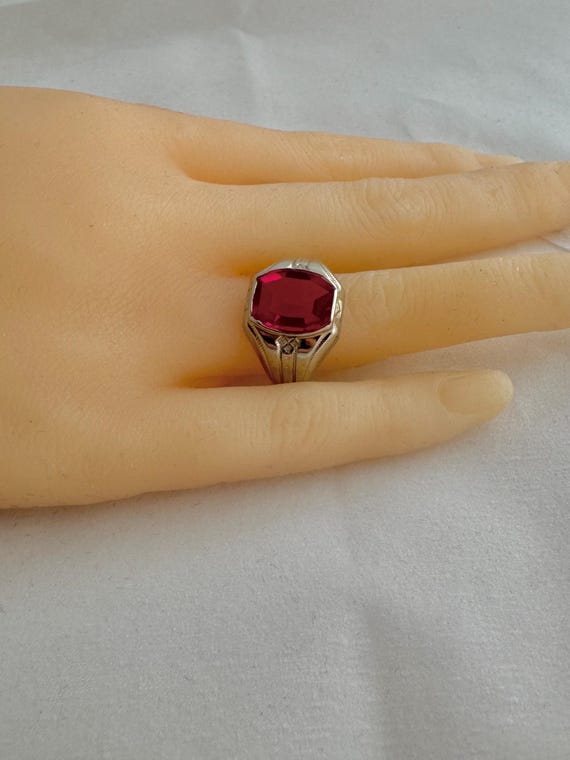 10K Solid White Gold Ruby Cushion Cut Solitaire M… - image 8