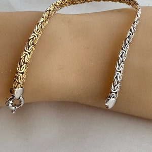 14k Gold White or Yellow Gold Reverse  Chain Bracelet AK Turkey Length 8” x Width 0.23” Atasay Kuyumculuk Known 4 Byzantine Chains 7.3 Grams