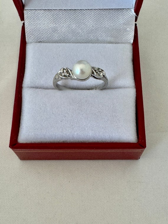14K Solid White Gold  Cultured Pearl Solitaire Wa… - image 6