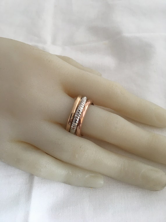 Three Stackable Rings 925 Sterling Silver 2 With … - image 2
