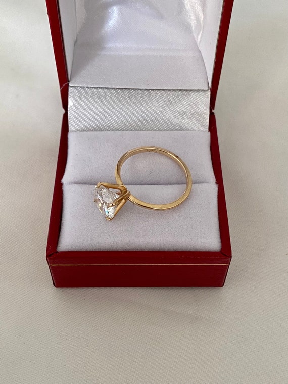 14K Solid Gold Diamond Simulated Round Brilliant … - image 8