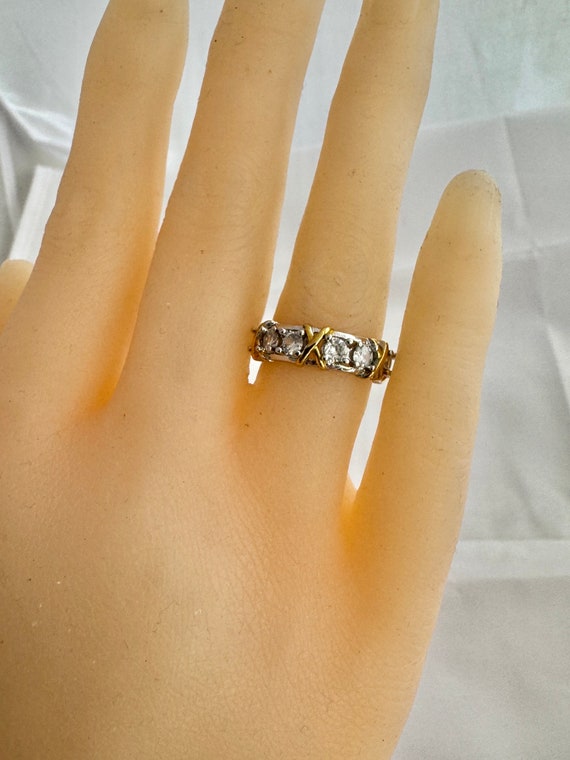 Solid Platinum 950 Simulated Diamonds Yellow Gold… - image 10