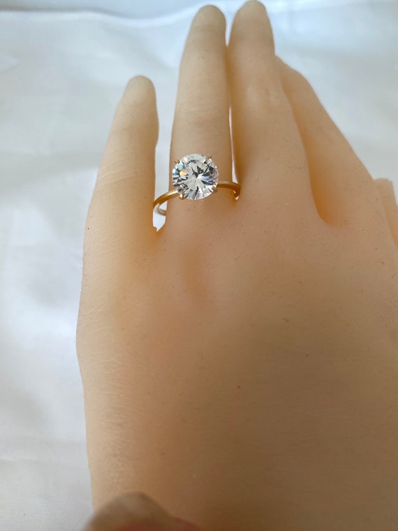 14K Solid Gold Diamond Simulated Round Brilliant … - image 6