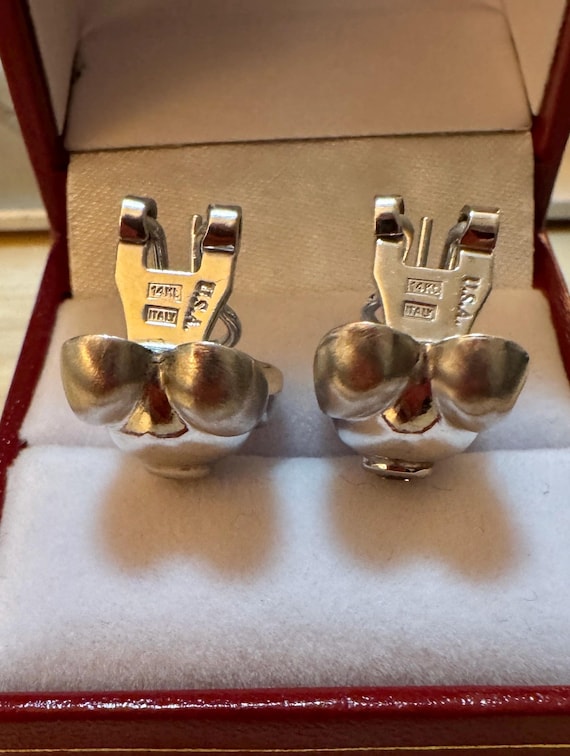 14K Solid White Gold Diamond Solitaire Bezel set … - image 5