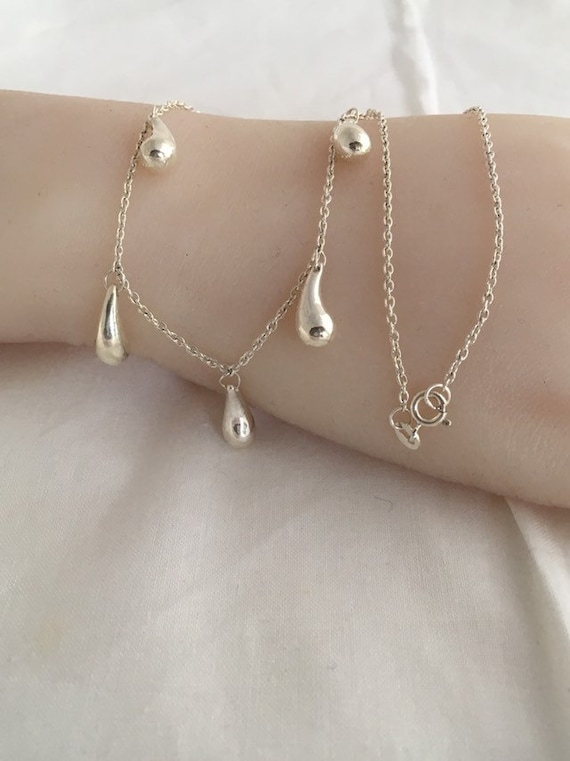 Bean Drop Dangles Solid Sterling Silver 5 Station… - image 1