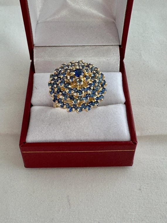 14k Yellow Gold  Statement Ring Ceylon ? Genuine … - image 3