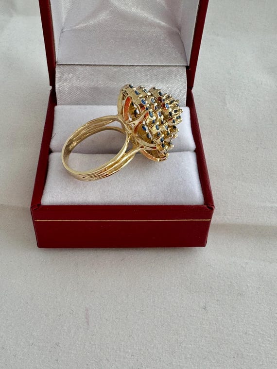 14k Yellow Gold  Statement Ring Ceylon ? Genuine … - image 8