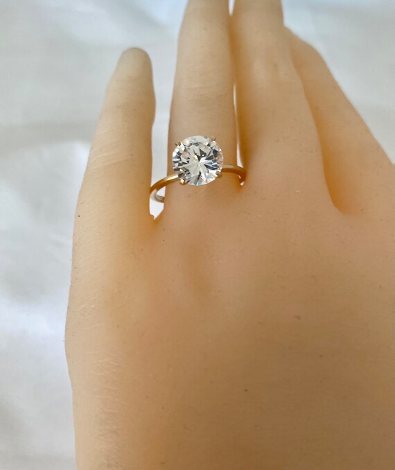 14K Solid Gold Diamond Simulated Round Brilliant … - image 2