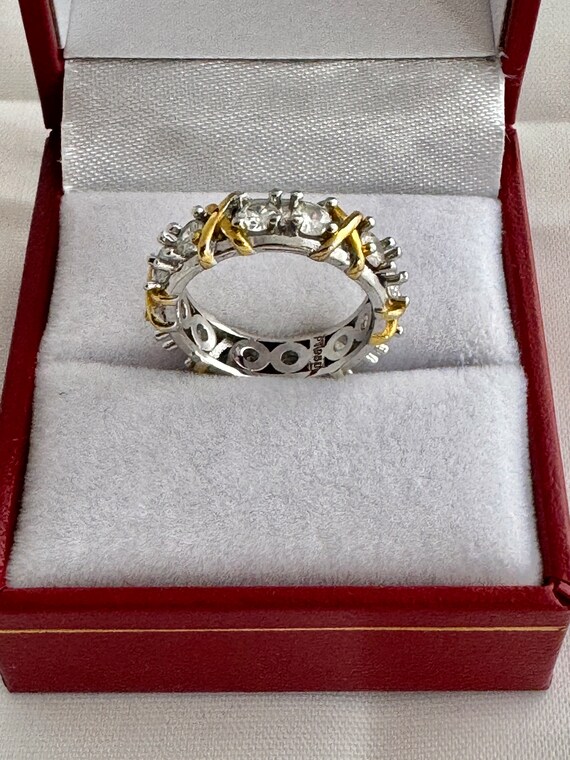 Solid Platinum 950 Simulated Diamonds Yellow Gold… - image 7