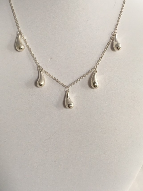 Bean Drop Dangles Solid Sterling Silver 5 Station… - image 2