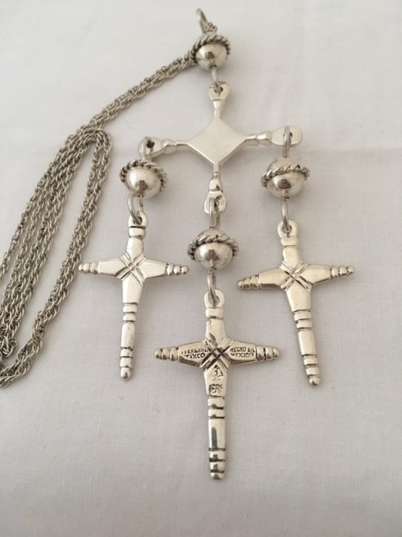 Rosary Beads Solid Sterling Silver Necklace 28 /" Heavy Weight Full Hallmark