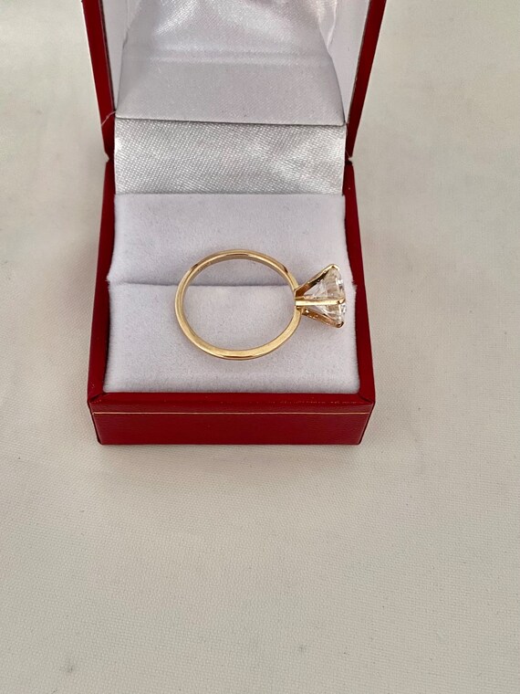 14K Solid Gold Diamond Simulated Round Brilliant … - image 7