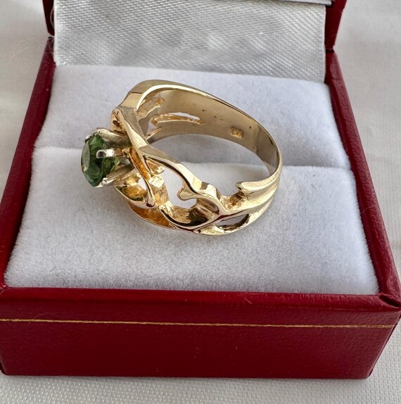 14K Solid Gold Peridot Gemstone Solitaire Round F… - image 4