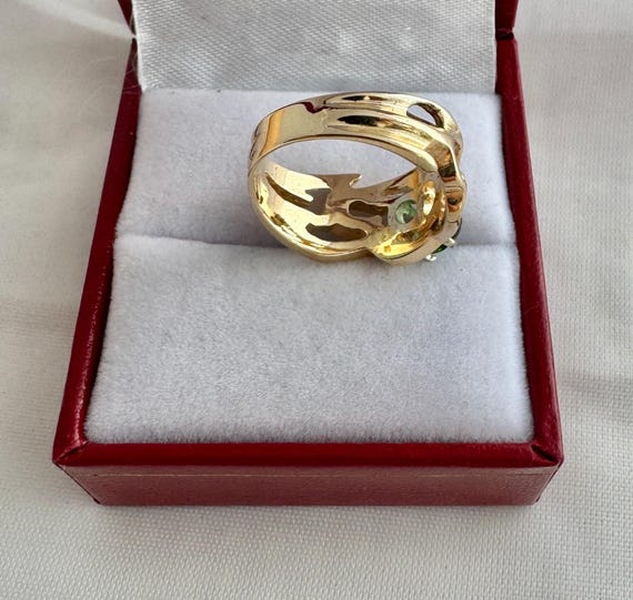 14K Solid Gold Peridot Gemstone Solitaire Round F… - image 8