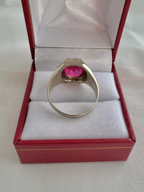 10K Solid White Gold Ruby Cushion Cut Solitaire M… - image 4