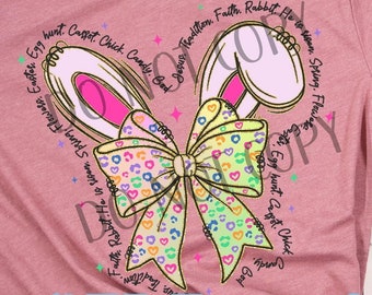 Coquette Easter DTF, Bunny Ear Transfer, Ready To Press, Easter DTF Transfer, Heat Press Transfer, Direct To Film, Easter Print, Easter DTF