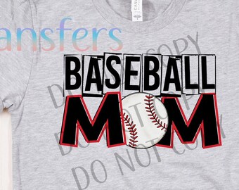 Baseball Mom Transfer, Ready To Press Transfer, Baseball Transfer, Baseball DTF, Image Transfer, Heat Press Transfer, Direct To Film