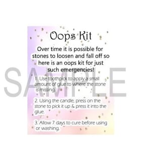 Set of 30 Rhinestone Tumbler Oops Kit Cards, Fixing Instructions, Rhinestones, Oops Cards, Rhinestone Oops Kit Cards, Tumbler Card Bundle