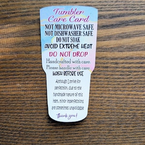 Set of 30 Tumbler Care Cards, Tumbler Care Instructions, Cup Care Instructions, Epoxy Care Card, Sublimation Care Card, Tumbler Care