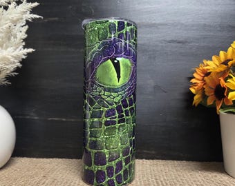 Personalized Reptile Eye Tumbler, Dragon Dinosaur Lizard, 20oz Stainless Steel