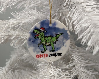 Dinosaur ornament, Ceramic ornament, Dinosaur, Dino Ornament,  Dino, Personalized, Christmas ornament, Holiday ornament, Tree ornament