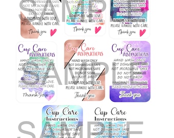 Set of 30 Tumbler care cards, care instructions, cup care, Tumbler care, Tumbler instructions