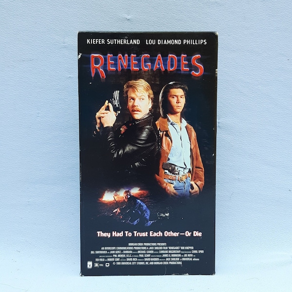 Renegades (1989) VHS. Kiefer Sutherland, Lou Diamond Phillips. Action Crime Thriller.