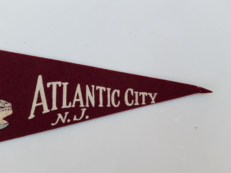 Burgundy Vintage Atlantic City Felt Pennant 12/'/'x5/'/' Convention Hall