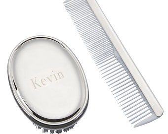Personalized Baby Boy Christening gift Engraved baby Comb and Hair brush set Personalized New Baby Boy gift set Baby Shower Gift 023007