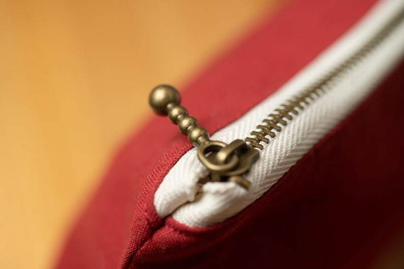 Red /& Orange Gingham Waterproof Lined Zipper Pouch