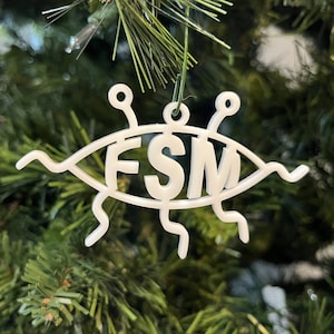 Flying Spaghetti Monster Tree Ornament - Plastic (White) (Laser Cut Acrylic)
